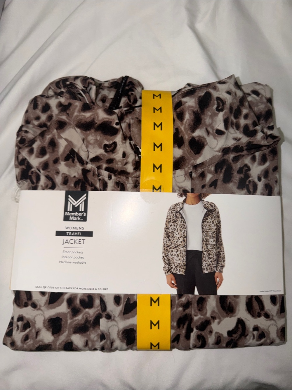 Member's Mark Women's Leopard Print Travel Jacket - Taupe/Black size medium